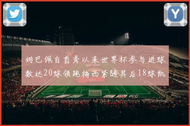 姆巴佩自首秀以来世界杯参与进球数达20球领跑梅西紧随其后18球凯恩则有13球